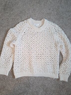Maurices Cream Open-Weave Crewneck Sweater